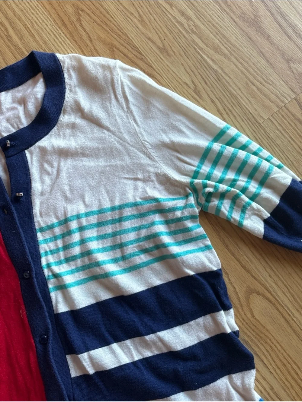 kate spade Colorblock Striped Kids Cardigan in Red, Navy, White & Teal